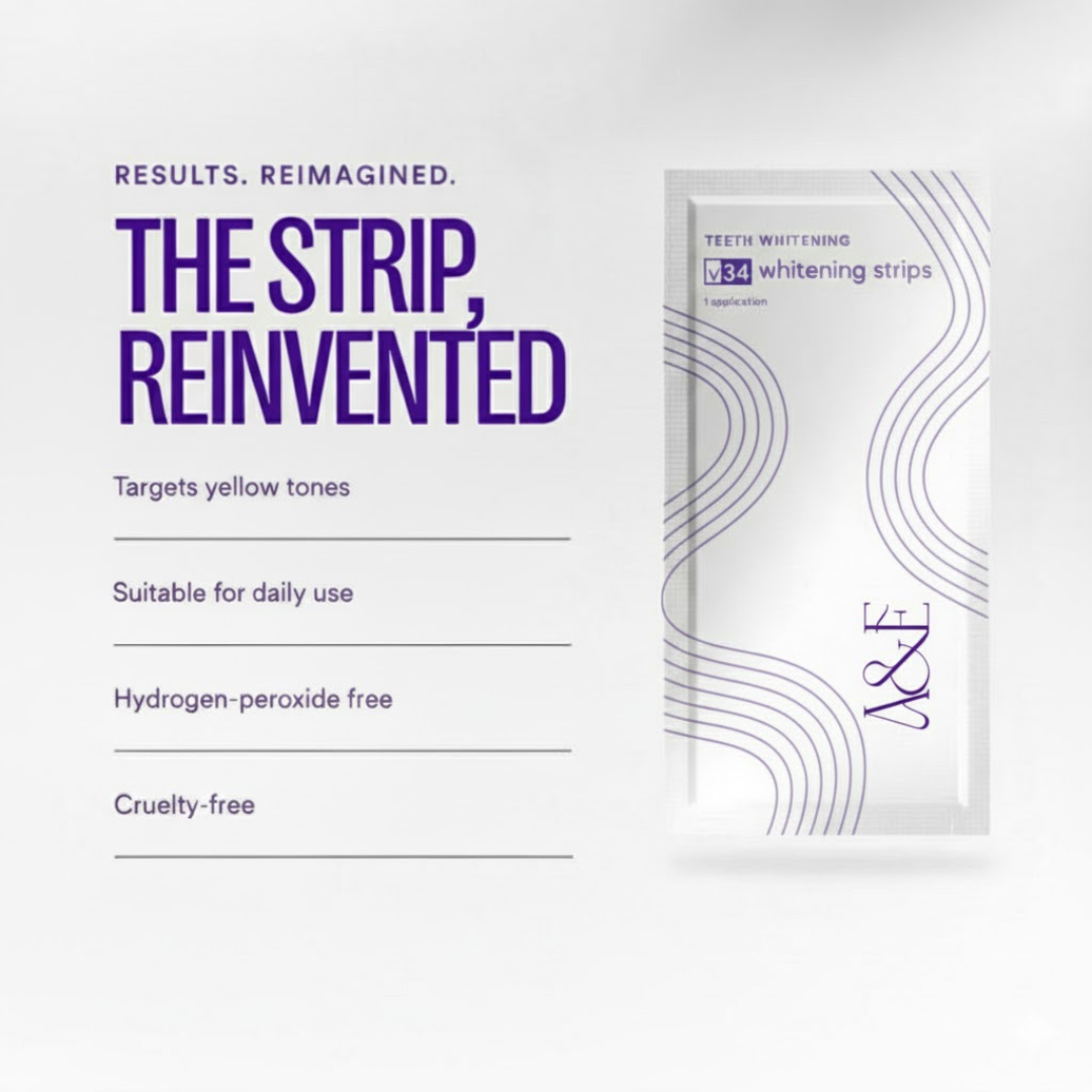 SmileV34™ Dual-Action Teeth Whitening Strips.